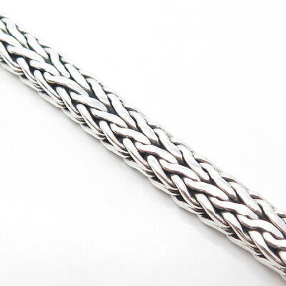 925 Sterling Silver Vintage Spiga/Wheat Link Heavy Bangle Bracelet 7.75" - Picture 3 of 8